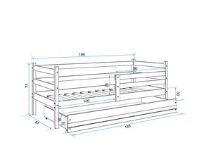 Детская кроватка BMS92BB, 80x190 см, белый цена и информация | Детские кровати | 220.lv