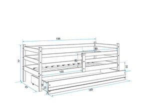 Bērnu gulta BMS92PRP, 80x190 cm, gaiši brūna/pelēka cena un informācija | Bērnu gultas | 220.lv