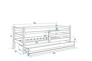 Bērnu gulta BMS92PB, 80x190 cm, pelēka/balta cena un informācija | Bērnu gultas | 220.lv