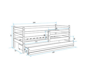 Bērnu gulta BMS93PRB, 90x200 cm, gaiši brūna/balta cena un informācija | Bērnu gultas | 220.lv