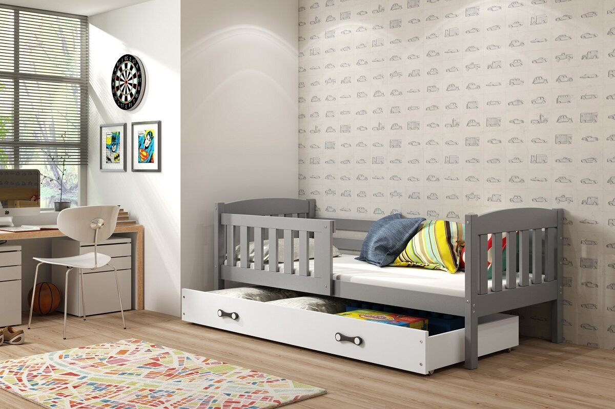 Bērnu gulta BMS95PB, 80x160 cm, pelēka/balta цена и информация | Bērnu gultas | 220.lv