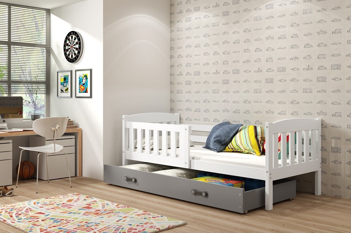 Bērnu gulta BMS96BP, 80x190 cm, balta/pelēka цена и информация | Bērnu gultas | 220.lv