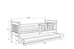 Bērnu gulta BMS96PP, 80x190 cm, pelēka cena un informācija | Bērnu gultas | 220.lv