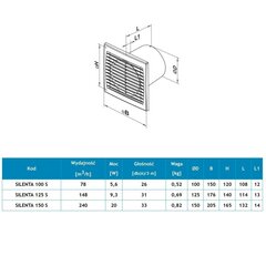 SILENTA 100 S THL vannas istabas ventilators cena un informācija | Ventilatori | 220.lv