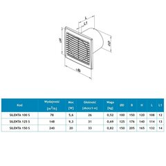 Silenta 100 S THL vannas istabas ventilators cena un informācija | Ventilatori | 220.lv