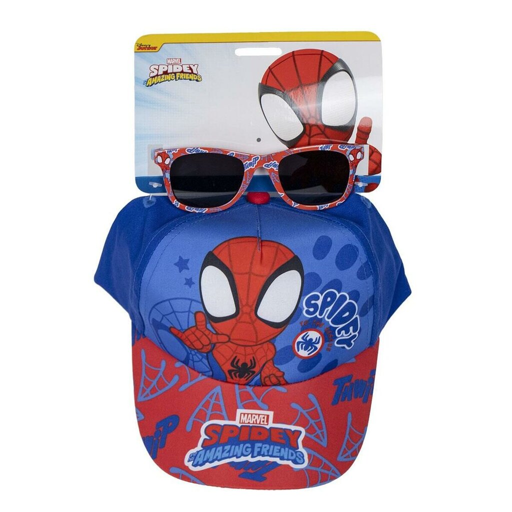 Cepures un saulesbriļļu komplekts Spidey Zils (51 cm) 2 Daudzums Sarkans S0738814 цена и информация | Sieviešu cepures | 220.lv