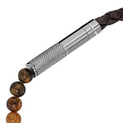 Police Twine Bracelet for Men Stainless Steel with beads and Leather PEAGB0012503 PEAGB0012503 cena un informācija | Kaklarotas | 220.lv