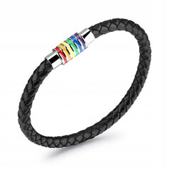 Varavīksnes ādas LGBT BRANCH BANDLET PL48h RB1-BLACK-01 cena un informācija | Rokassprādzes | 220.lv