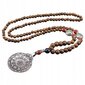 NEPĀLIJAS BUDDHA MALA Tibetas koka kaklarota Rokām darināts amulets EL84 cena un informācija | Kaklarotas | 220.lv