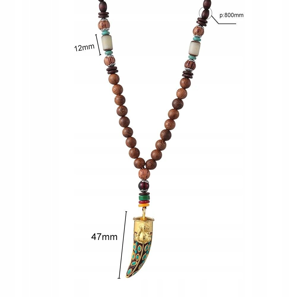 NEPĀLIJAS BUDDHA MALA Tibetas koka kaklarota Rokām darināts amulets EL84 цена и информация | Kaklarotas | 220.lv