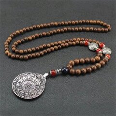 NEPĀLIJAS BUDDHA MALA Tibetas koka kaklarota Rokām darināts amulets EL84 cena un informācija | Kaklarotas | 220.lv