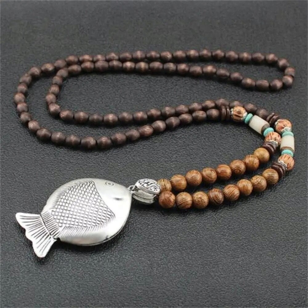 NEPĀLIJAS BUDDHA MALA Tibetas koka kaklarota Rokām darināts amulets EL83 цена и информация | Kaklarotas | 220.lv