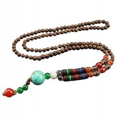 NEPĀLIJAS BUDDHA MALA Tibetas koka kaklarota Rokām darināts amulets EL82 cena un informācija | Kaklarotas | 220.lv