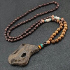 Деревянное ожерелье NEPAL BUDDHIST MALA Tibetan PAW HAND-MADE EL81 цена и информация | Украшения на шею | 220.lv