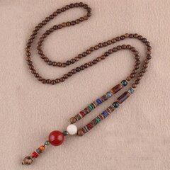 Деревянное ожерелье NEPAL BUDDHIST MALA Tibetan CORALS TALISMAN HMADE EL76 цена и информация | Украшения на шею | 220.lv