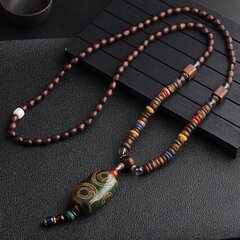 Деревянное ожерелье NEPAL BUDDHIST MALA Amulet HANDMADE Тибетский бисер EL57 цена и информация | Украшения на шею | 220.lv