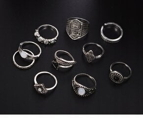 Серебряные кольца RETRO PUNK BOHO 95 SET OF RETRO RINGS 95 цена и информация | Кольца | 220.lv