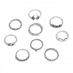 Серебряные кольца RETRO PUNK BOHO 90 SET OF RETRO RINGS 90 цена и информация | Кольца | 220.lv