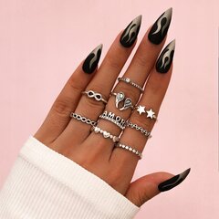 Серебряные кольца RETRO PUNK BOHO 90 SET OF RETRO RINGS 90 цена и информация | Кольца | 220.lv