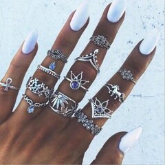 Серебряные кольца RETRO PUNK BOHO RING SET 88 88 цена и информация | Кольца | 220.lv