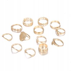 золотые кольца RETRO PUNK BOHO 80 SET OF RETRO RINGS 80 цена и информация | Кольца | 220.lv