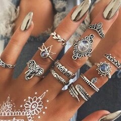 Серебряные кольца RETRO PUNK BOHO 72 SET OF RETRO RINGS 72 цена и информация | Кольца | 220.lv