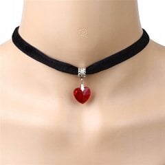 CHOKER CLASSIC HANDSHIFT AR CYNAMIC CRYSTAL HEART PENDANTS Gothic RED CH16 cena un informācija | Kaklarotas | 220.lv