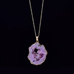 Dabīgs kaklarota GEODA kristāla MINERĀLI Amulets 2,5-3,5 cm PURPURPURLE krāsas Z11_PURPLE cena un informācija | Kaklarotas | 220.lv