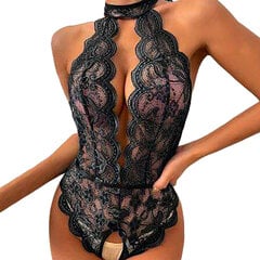 Seksuāls apakšveļas komplekts mežģīnes ar caurumu BODYSTOCKING Black S EL46_BLACK_S cena un informācija | Sieviešu bodiji, apakškrekli | 220.lv