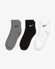 Nike Zeķes U Nk Ed Ltwt Ankle 3P 132 White Black Grey SX7677 964 cena un informācija | Vīriešu zeķes | 220.lv