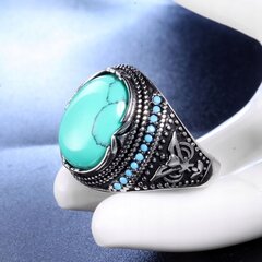 Signet UNISEX Turquoise Steel 316L EU22 US10 O46 cena un informācija | Vīriešu rotaslietas | 220.lv