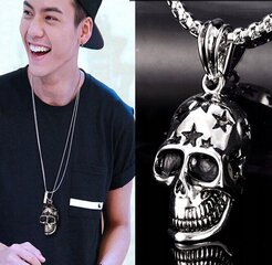 SUSPENSION Sudraba ķēde 316L Skull Star 329 329 cena un informācija | Vīriešu rotaslietas | 220.lv