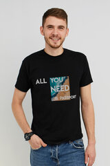 MEMO T-krekls vīriešiem melns "All you need is a passport" MM10064_S cena un informācija | Vīriešu T-krekli | 220.lv