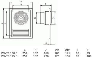 VENTILATORI 100 F vannas istabas ventilators cena un informācija | Ventilatori | 220.lv