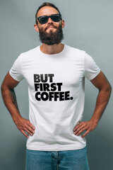 Balts vīriešu T-krekls Ctrl+"Bet vispirms kafija" CNTRLW10077_S cena un informācija | Vīriešu T-krekli | 220.lv