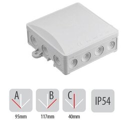 Поверхностный герметичный бокс клик 90x90x40 - A.0064 цена и информация | Электрические выключатели, розетки | 220.lv