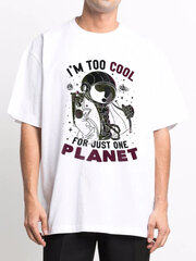 T-krekls Trace of Space Oversize men's white "I`m too cool for just one planet" TOSW20046_S cena un informācija | Vīriešu T-krekli | 220.lv