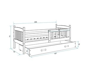 Детская кроватка BMS97BZI, 90x200 см, белый/синий цена и информация | Детские кровати | 220.lv