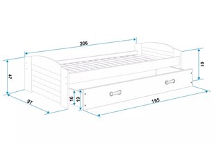 Bērnu gulta BMS98BB, 90x200 cm, balts cena un informācija | Bērnu gultas | 220.lv