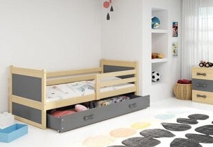 Bērnu gulta BMS121P, 90x200 cm, gaiši brūna/pelēka cena un informācija | Bērnu gultas | 220.lv