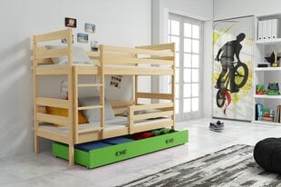Bērnu gulta BMS140PRZA, 80x190 cm, gaiši brūna/zaļa cena un informācija | Bērnu gultas | 220.lv