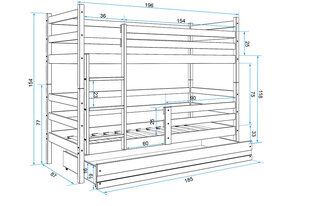 Bērnu gulta BMS140PRR, 80x190 cm, gaiši brūna/rozā cena un informācija | Bērnu gultas | 220.lv