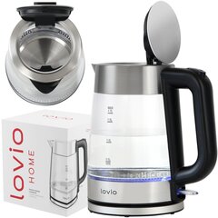 Беспроводной электрический чайник LOVIO LVGEK001 2200 Вт, 1,7 л, серебристый/серый цена и информация | Электрочайники | 220.lv