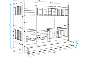 Bērnu gulta BMS142PRB, 80x190 cm, gaiši brūna/balta cena un informācija | Bērnu gultas | 220.lv