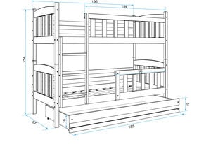 Bērnu gulta BMS142PRP, 80x190 cm, gaiši brūna/pelēka cena un informācija | Bērnu gultas | 220.lv