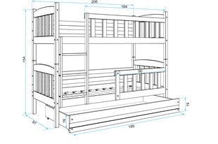 Bērnu gulta BMS143PRP, 90x200 cm, gaiši brūna/pelēka cena un informācija | Bērnu gultas | 220.lv