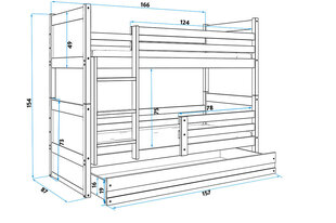 Bērnu gulta BMS158B, 80x160 cm, pelēka/balta cena un informācija | Bērnu gultas | 220.lv