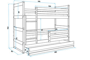 Bērnu gulta BMS161B, 80x190 cm, balta cena un informācija | Bērnu gultas | 220.lv