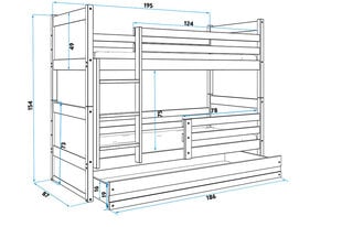 Bērnu gulta BMS161ZI, 80x190 cm, balta/zila cena un informācija | Bērnu gultas | 220.lv