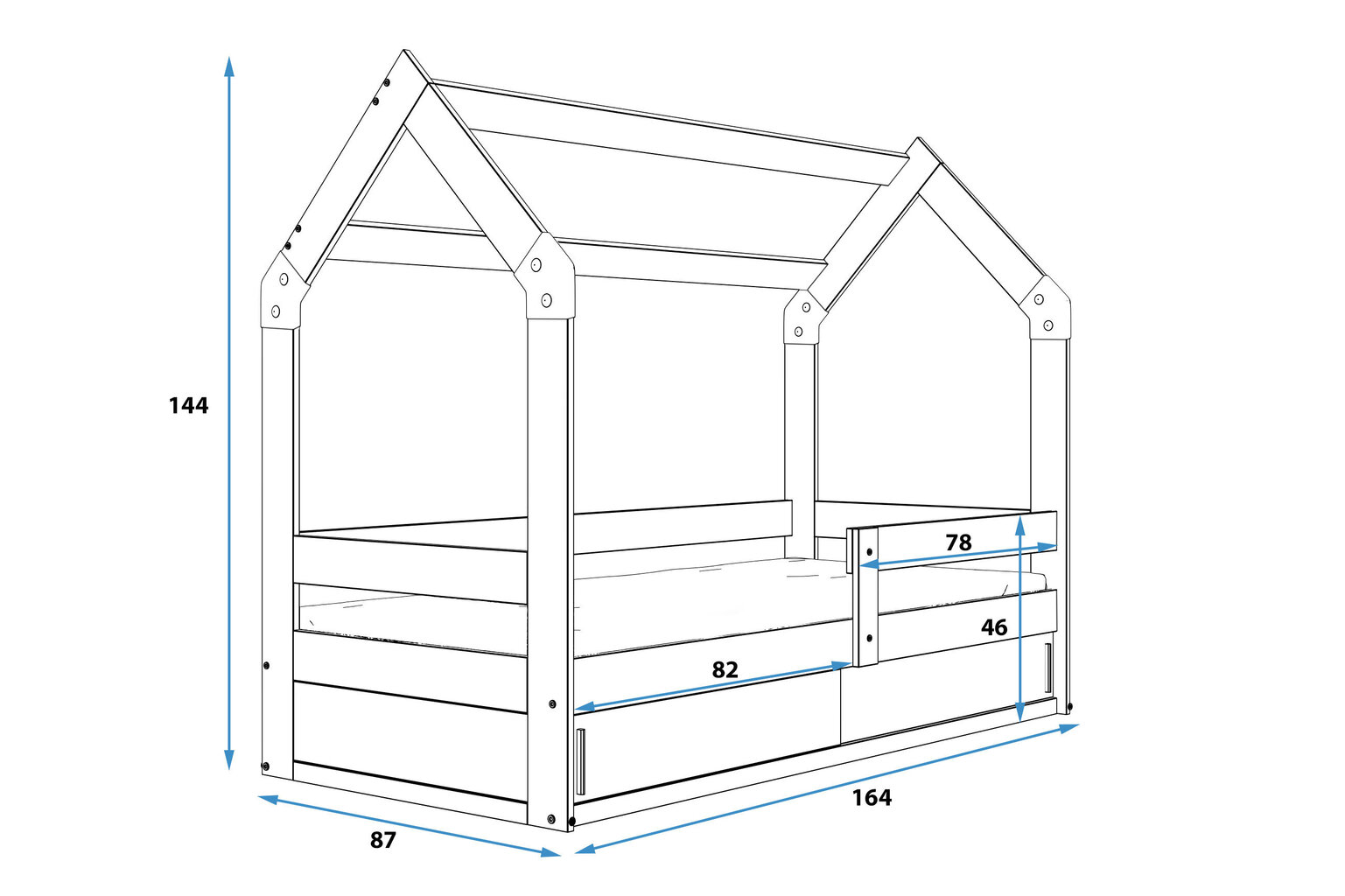 Bērnu gulta BMS410, 80x160 cm, balts cena un informācija | Bērnu gultas | 220.lv